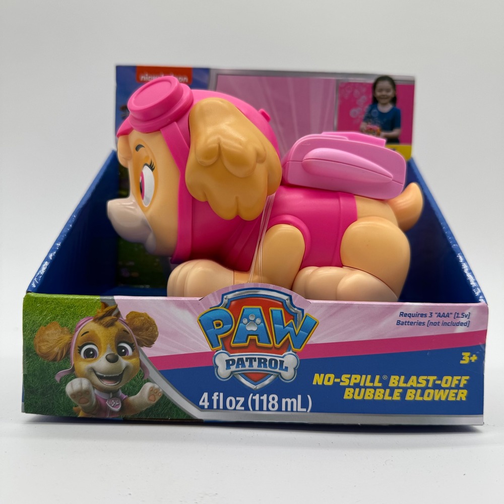 PAW Patrol Skye No-Spill Blast-Off Bubble Blower Pink Handheld Tabletop Toy